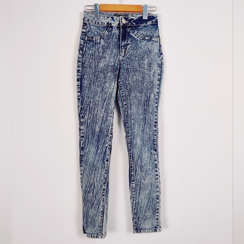 Vintage Acid Wash High-Waisted Skinny Jeans by QQMY - Cotton